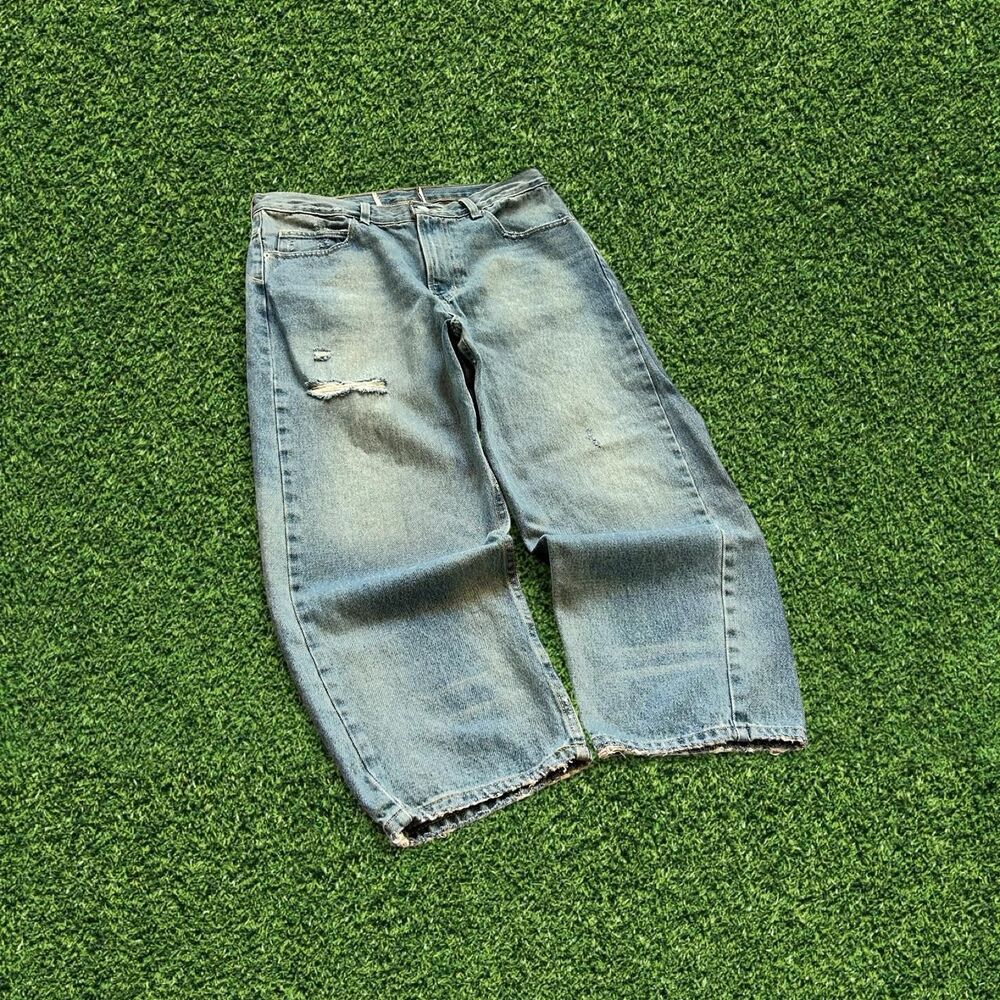 2000s super baggy distressed ripped faded Y2K wide leg jeans